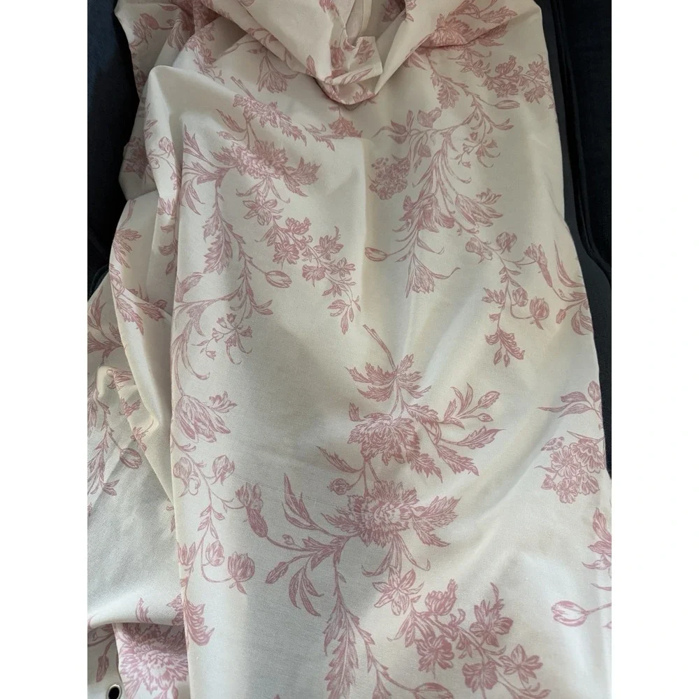Pink Floral Toile Botanical Fabric Shower Curtain White 72 X 72 Toile De Jouy